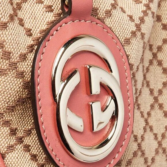 Gucci Beige/Pink Diamante Canvas Medium Sukey Bag - Picture 5 of 11